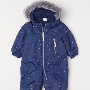 ❄H&M Dark Blue/Stars Padded Snowsuit 2-3Y